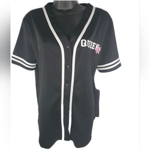 Queen Embroidered,Printed Baseball Jersey,